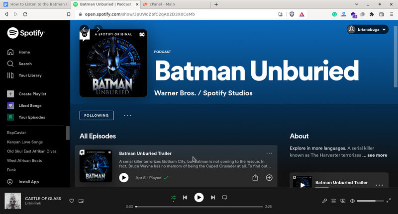 Batman Unburied on Spotify Web Player