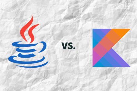 Java and Kotlin logos on white background