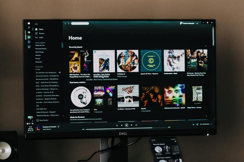 Desktop with Spotify open