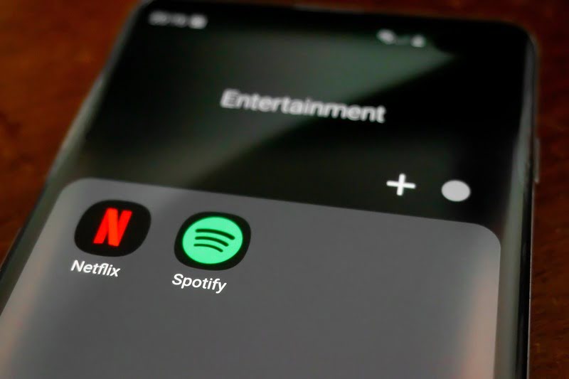 Netflix and Spotify apps on Samsung